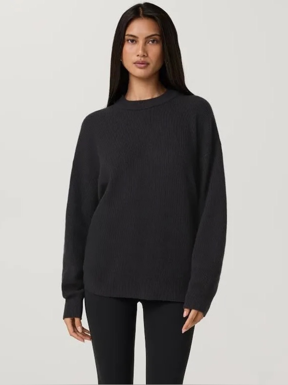 NWT Vuori Émilie Cashmere Oversized Rib Crew, Vintage Black, size S